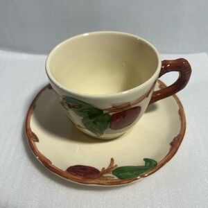 Franciscan Cream and Brown Cup and Saucer Set